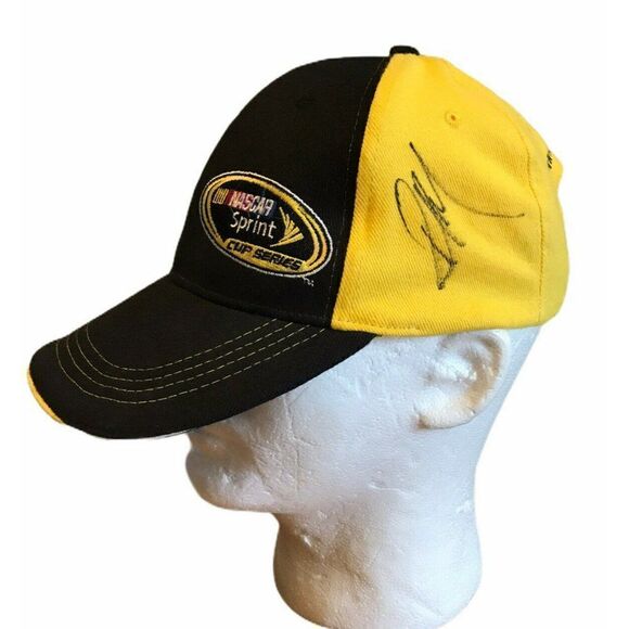 Sprint Cup Series NASCAR Cap Black Yellow OS Adjustable Paul Menard Signed - Picture 1 of 7